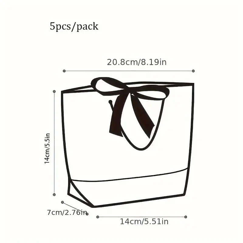 5pcs Elegant White Paper Gift Bags Versatile Portable for Weddings Birthdays Graduations Perfect for