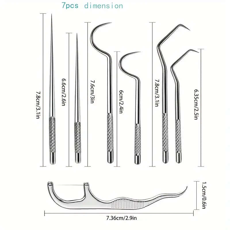 7pcs Stainless Steel Toothpick Set