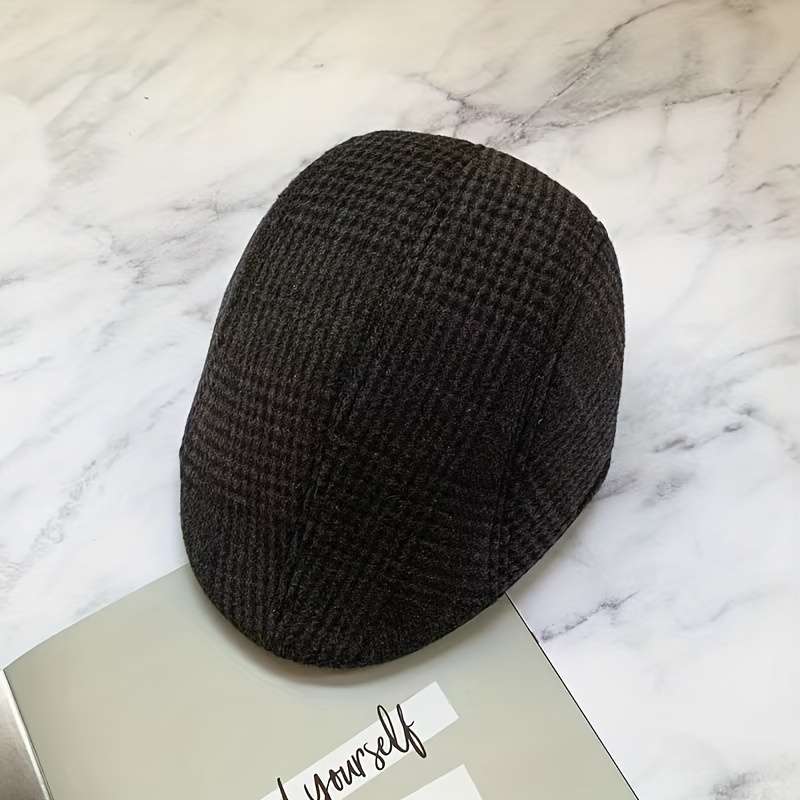 1pc Men's British Style Duckbill Cap 65% Polyester Woven Boho Hat