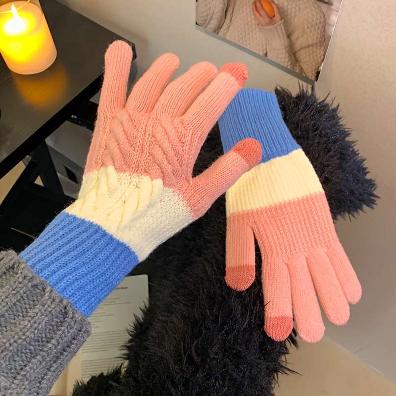 1 Pair Grey Warm Gloves