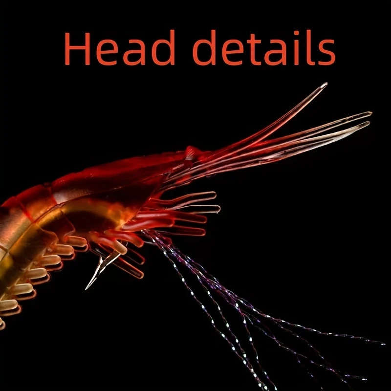 7pcs Luminous Shrimp Soft Lure Glow in the Dark Fishing Lure with Hooks Swivels 8cm 3.15inch  5g