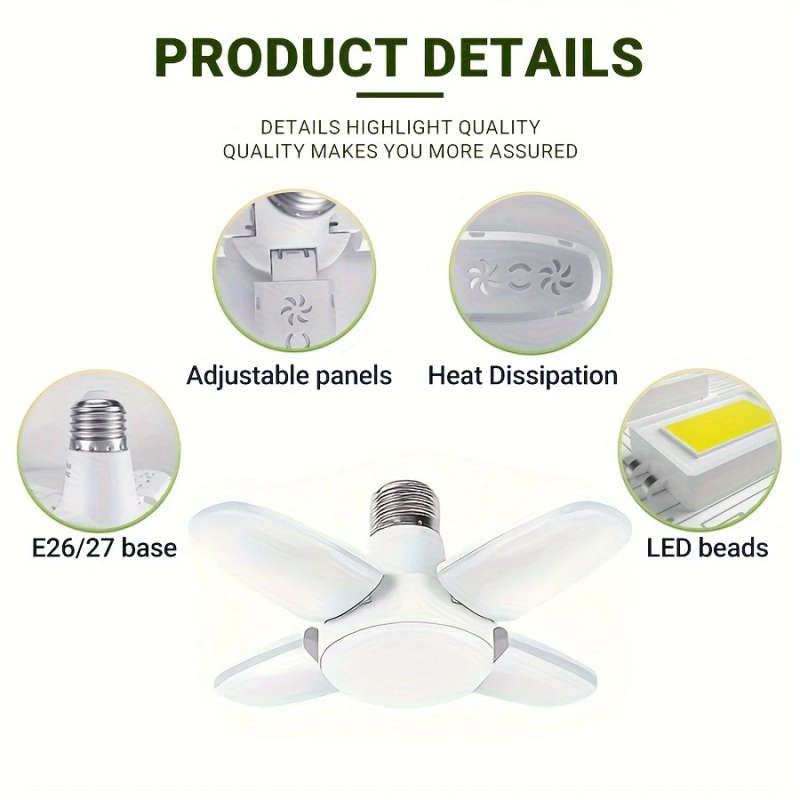 1pc LED Four-Leaf Lamp Mini Folding Light 28W  6500K Pendant Light Suitable