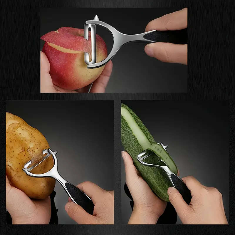 2Pack Stainless Steel Vegetable Fruit Peelers with Anti-Slip Handles and Sharp Blades Metal Straight