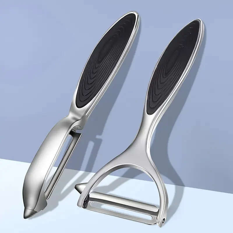 2Pack Stainless Steel Vegetable Fruit Peelers with Anti-Slip Handles and Sharp Blades Metal Straight