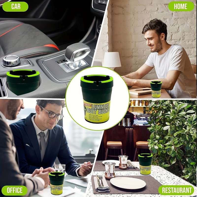 1pc Glow In The Dark Car Ashtray Cigarette Self-Extinguishing Cup Car Ash Holder Portable For Offic