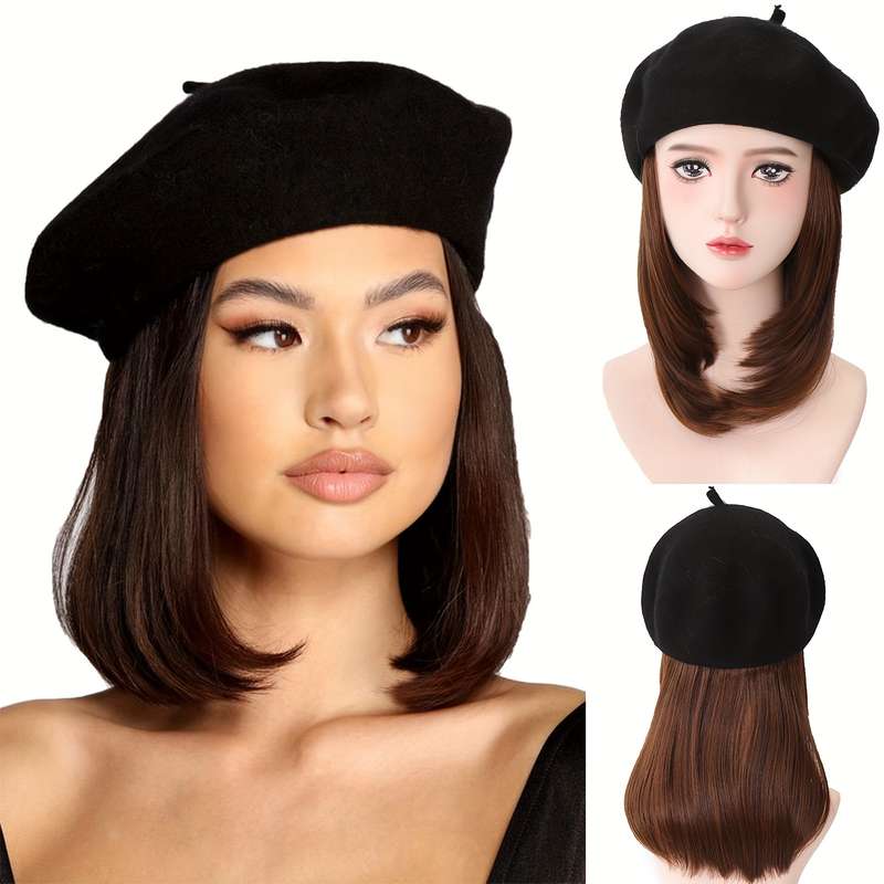 1Pc Black 45.72cm Fashion Design Wig