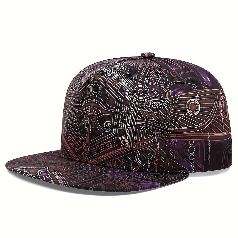 1pc Lightweight Acrylic Snapback Cap for Men Women Vintage Hip Hop Style Purple Geometric