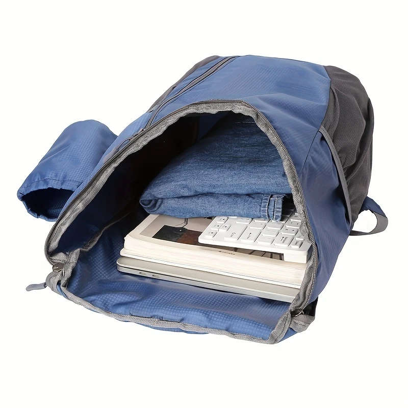 1pc Ultra-Light Foldable Outdoor Backpack Waterproof Nylon Travel Hiking Gear with Multiple Compartm