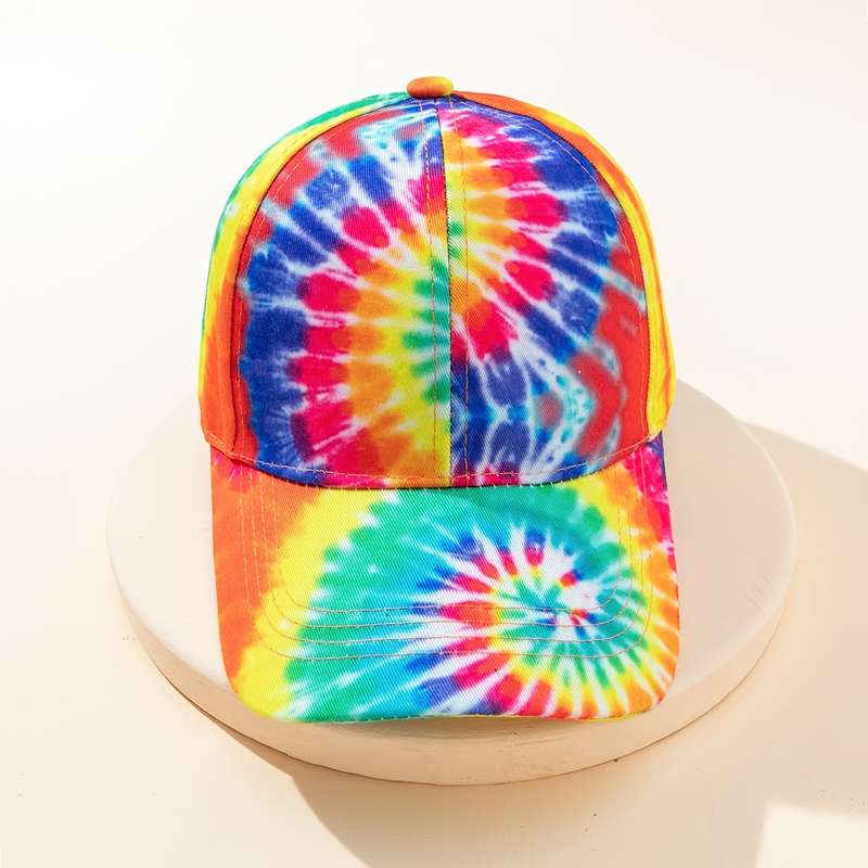 1pc Tie-Dye Baseball Cap Vibrant Multicolor Adjustable Fit Lightweight Polyester Casual Outdo