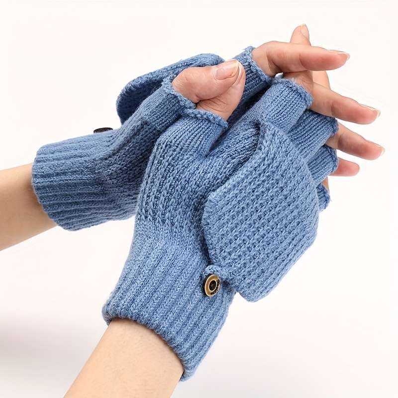 1 Pair Light Grey Warm Gloves