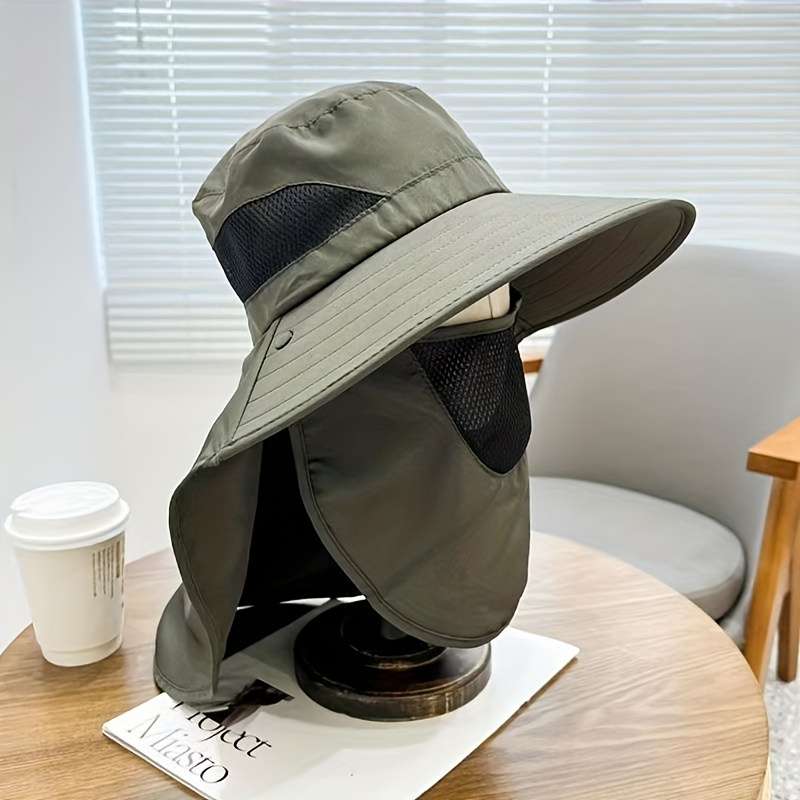 1pc Outdoor Sun Hat with Wide Brim UV Protection Neck Cover for Cycling Fishing Hiking Knitte