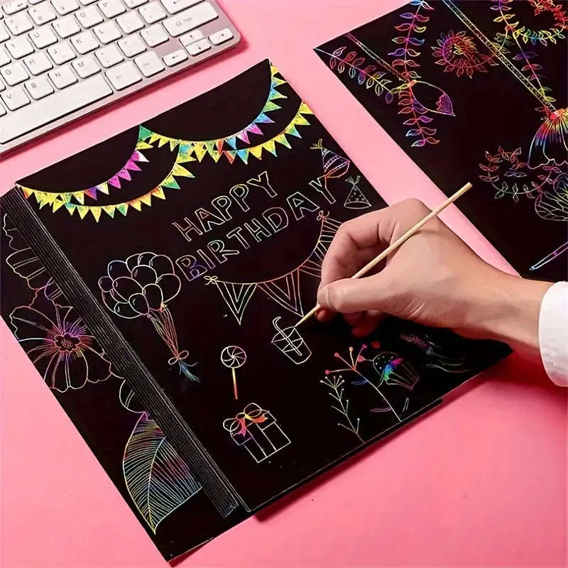20 Magic Scratch Papers With 5 Bamboo Pens
