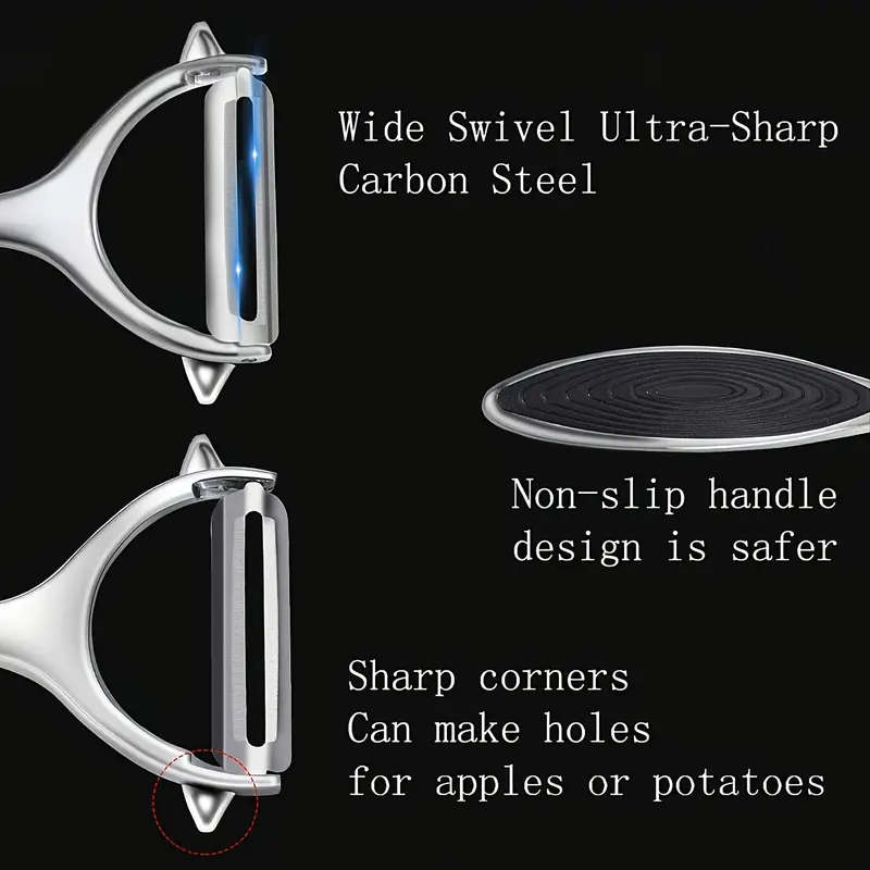 2Pack Stainless Steel Vegetable Fruit Peelers with Anti-Slip Handles and Sharp Blades Metal Straight