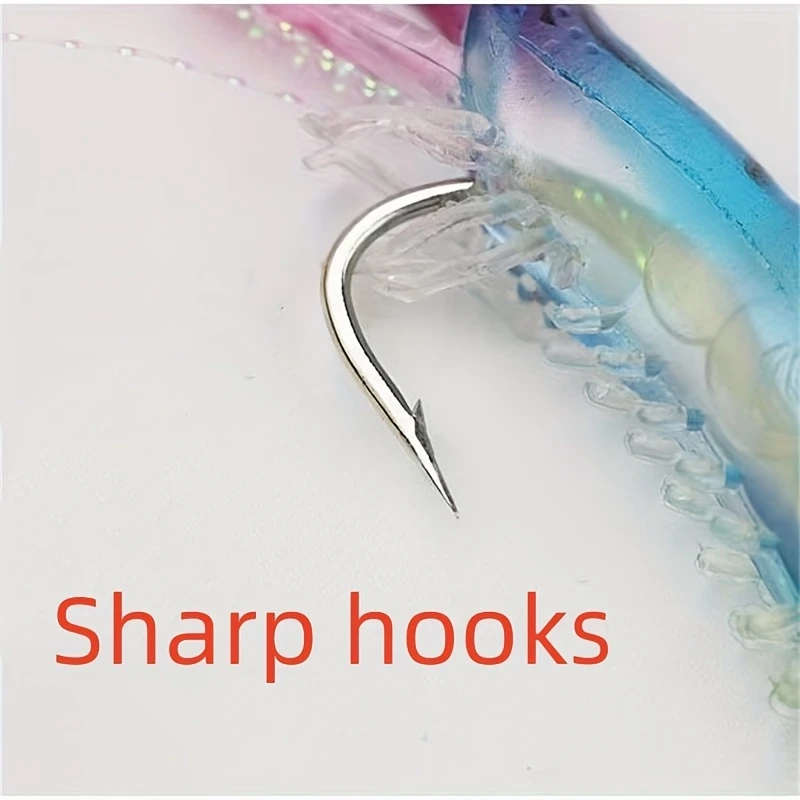7pcs Luminous Shrimp Soft Lure Glow in the Dark Fishing Lure with Hooks Swivels 8cm 3.15inch  5g