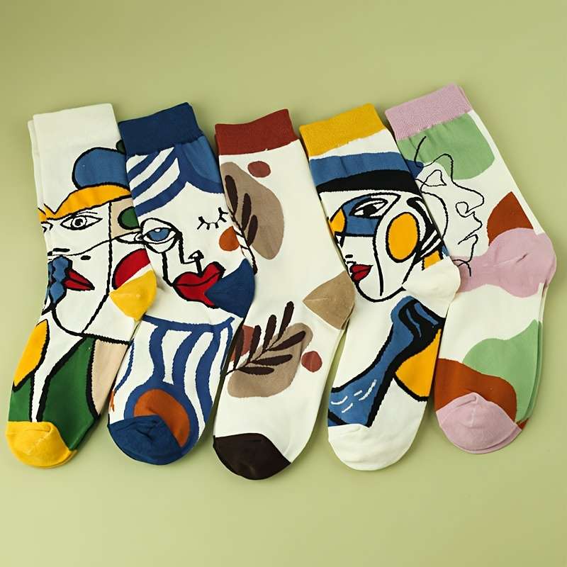 5 Pairs Of Mixed Colors One Size High Elastic Socks
