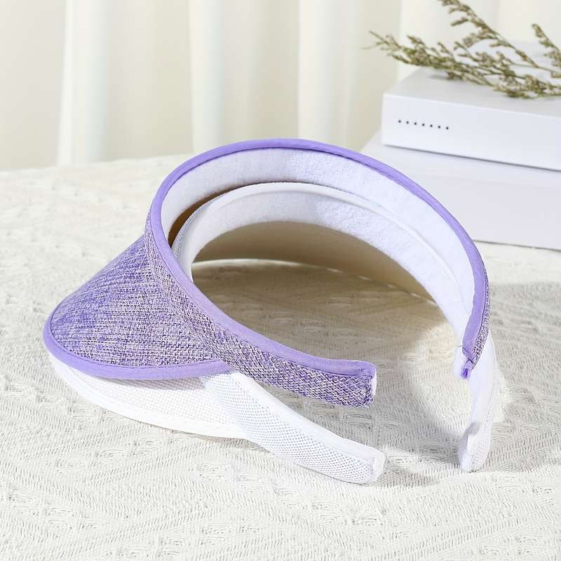 1pc Two Mixed Color Sets Unisex Combination Summer And Linen Sun Hats Hollow Top Hats Large Brim Be