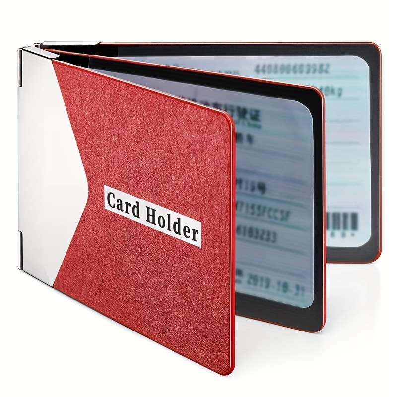 1pc Metal PU Leather Credit Card Holder Ultra-thin Driver's License Case ID Credit Card Holde