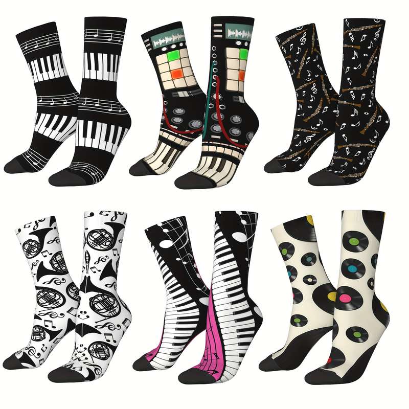 1 Pair Piano Abstract Keys  Socks