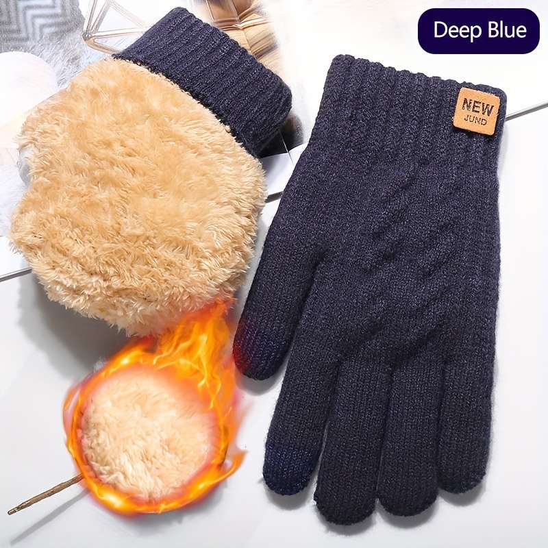 1 Pair One Size Items Double Thickened Navy Warm Gloves