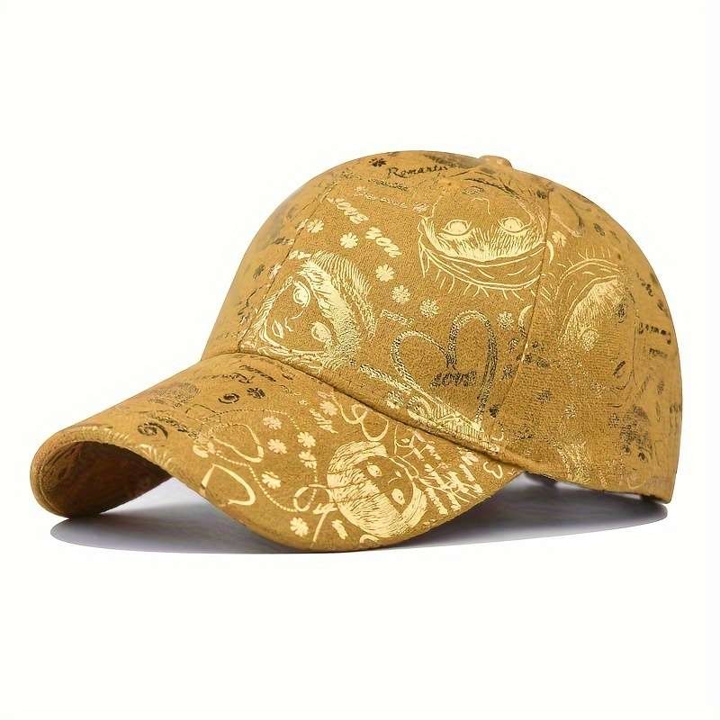 1pc New Graffiti Baseball Caps Golden Stamping Outdoor Hip-hop Joker Cap Street Cool Baseball Hats