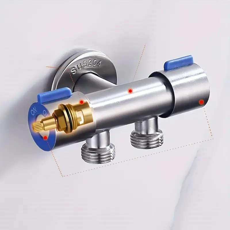 1pc Wall Mounted Stainless Steel Shower Diverter with Double Handle Control Easy Installation and Co