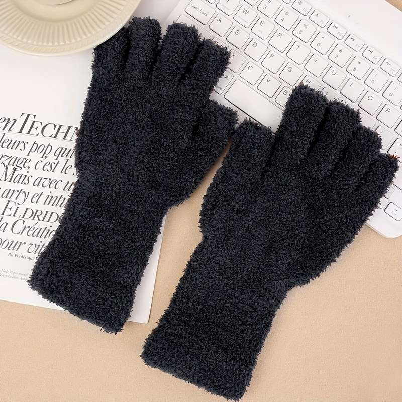 1 Pair Gray Warm Gloves