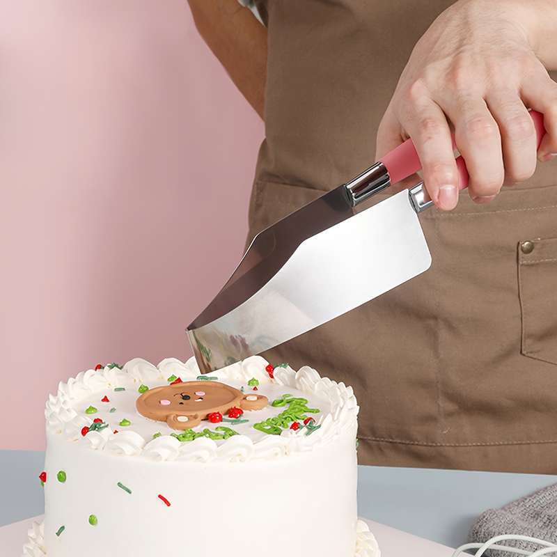 1pc Cake Knife Stainless Steel Cake Slicer Plastic Handle Cake Clip Pastry Dessert Slicer C