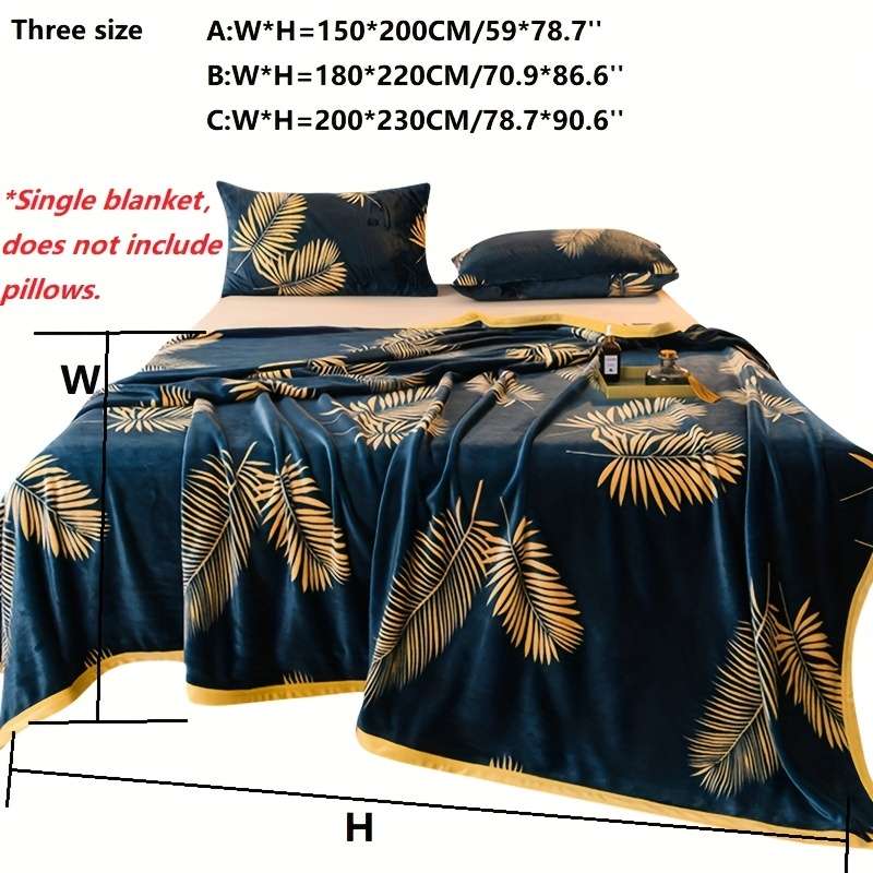 1ps Blanket Size 200X230Cm Style Golden Leaves