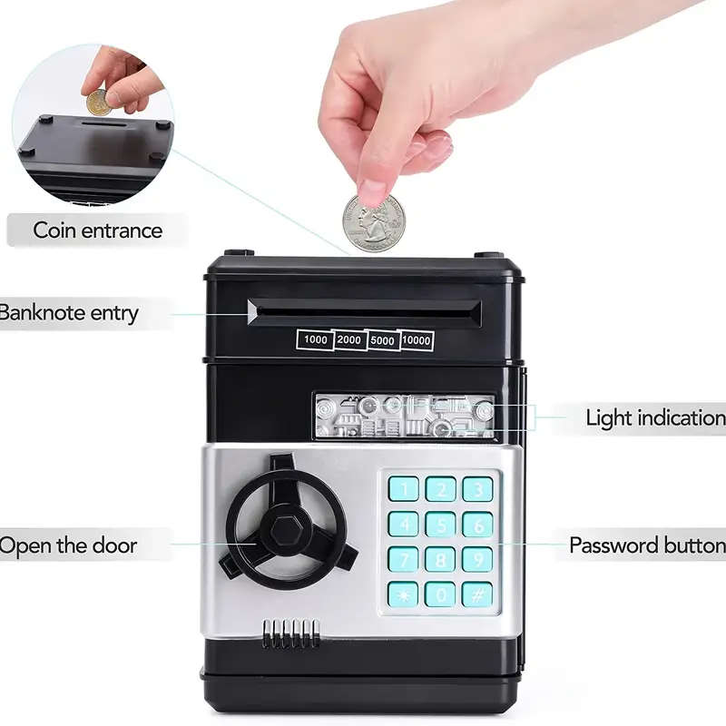 Electronic Coin Bank with Password Protection ABS Material ATM Savings Jar