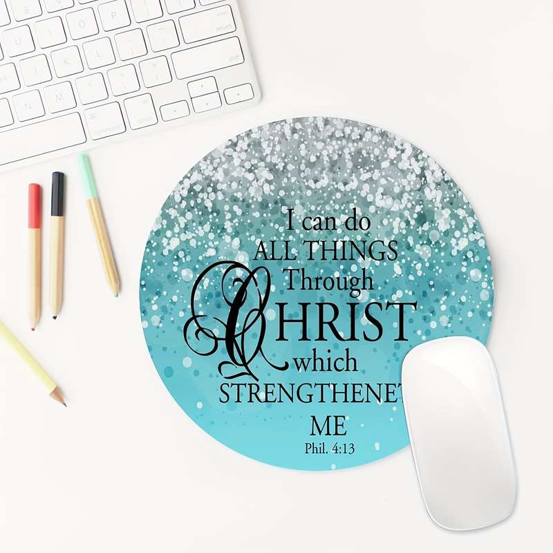 1pc English Quotes Gaming Mouse Pad Stylish Design Round Mousepad Non-slip Rubber M