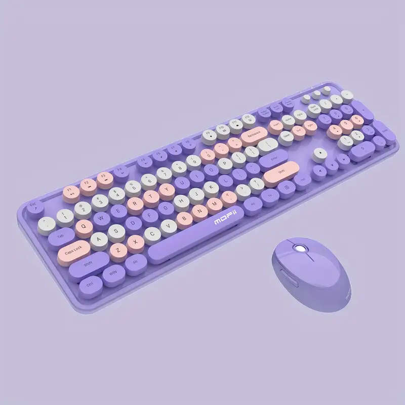 MOFII Sweet Retro Punk Mixed Color Wireless Keyboard and Mouse Set