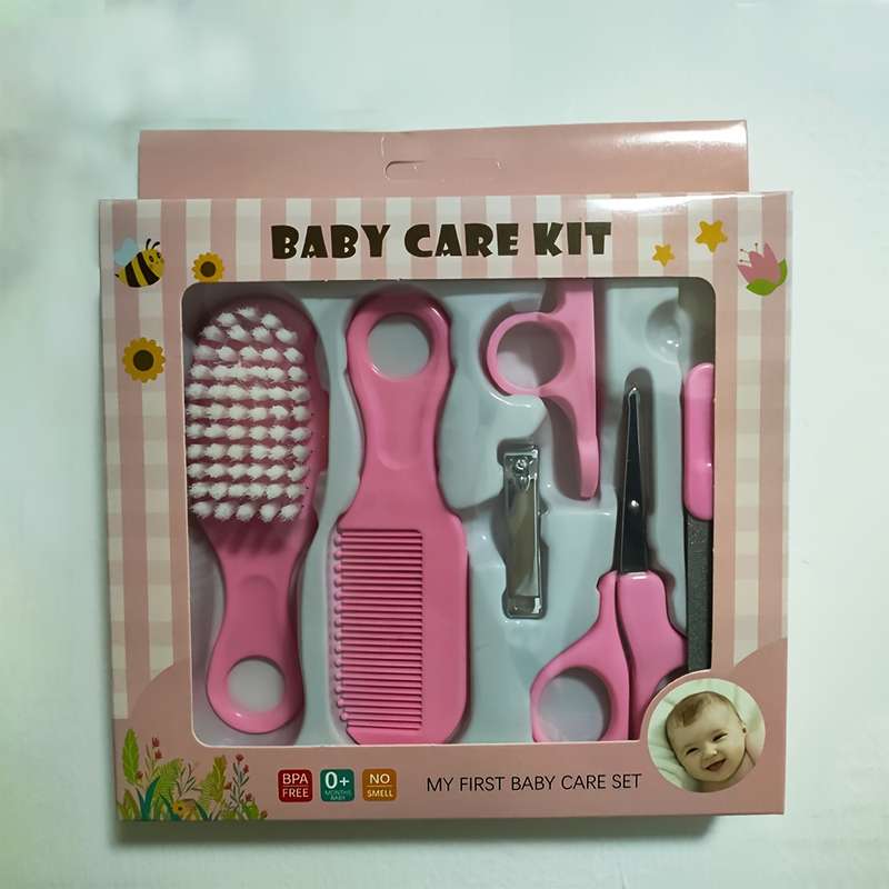 6pcs/set Comb Brush Nail Clipper Scissors Set Manicure Pedicure Tool Set