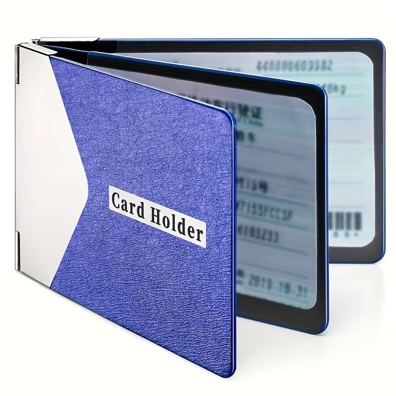 1pc Metal PU Leather Credit Card Holder Ultra-thin Driver's License Case ID Credit Card Holde