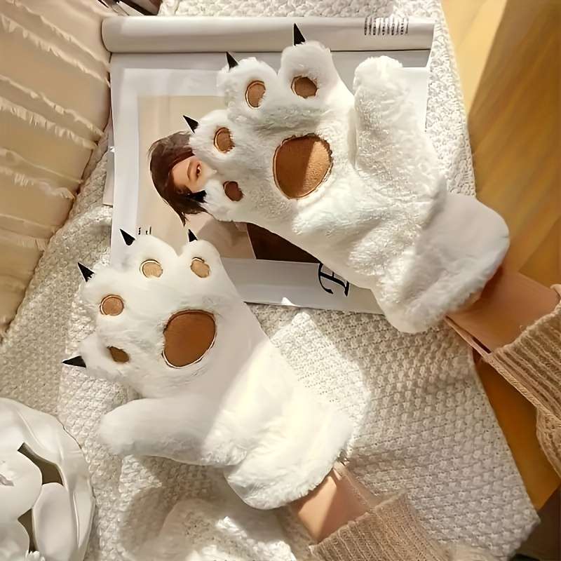1 Pair Khaki Warm Gloves