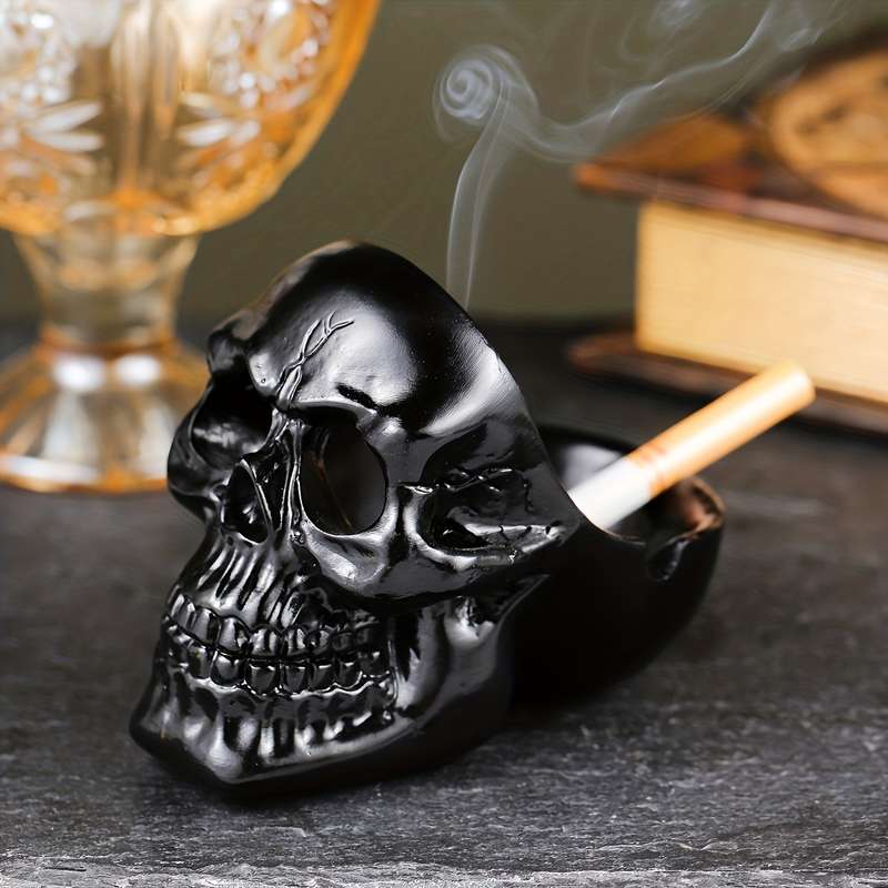 1pc Spooky Skull Ashtray Resin Halloween Decor for Indoor Outdoor Use Perfect for Home Office