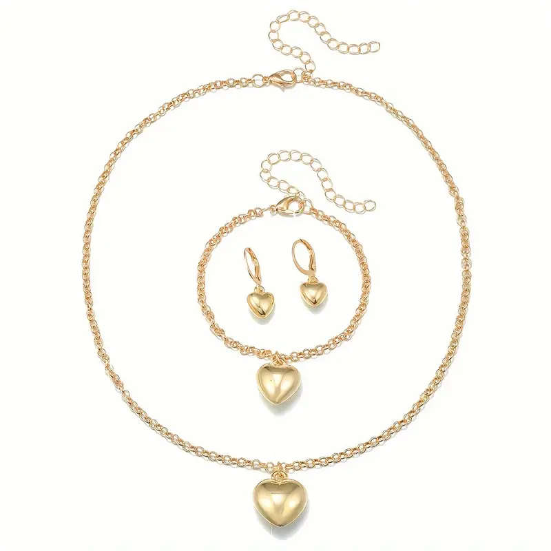1 Pair Earrings + 1 Bracelet + 1 Necklace Jewelry Set