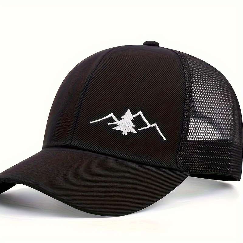 1pc Trendy Embroidered Trucker Hat Breathable Mesh Baseball Cap for Outdoor Skateboarding Busin