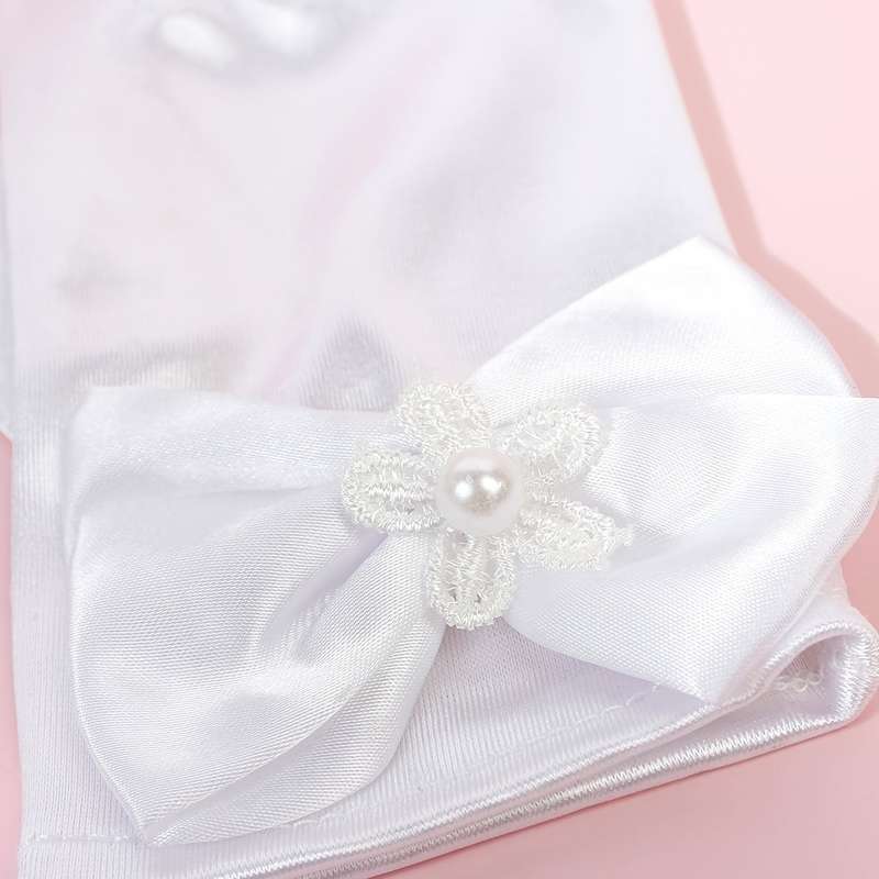 1 Pair Pink One Size Lace Floral Youngsters Gloves