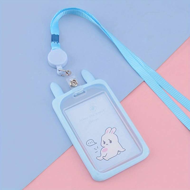 1pc 1pc Rabbit Ear-shaped Card Holder Versatile And Fashionable Can Be Used For Student ID Adul