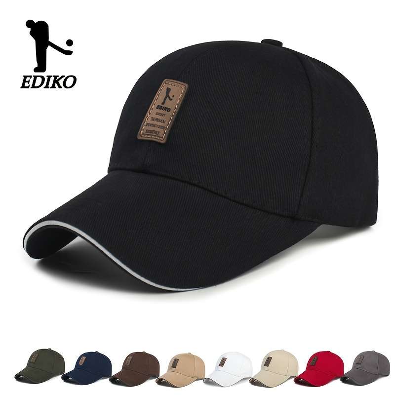1pc EDIKO Adjustable Trucker Cap Black Cotton One Size Fits Most Adjustable Snap Closure Idea