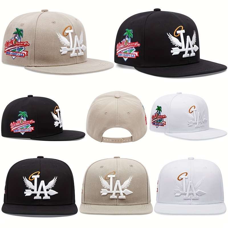 1pc Wings Letter Embroidered Baseball Cap Solid Color Hip Hop Breathable Snapback Hats Lightweight