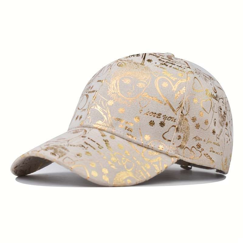 1pc New Graffiti Baseball Caps Golden Stamping Outdoor Hip-hop Joker Cap Street Cool Baseball Hats