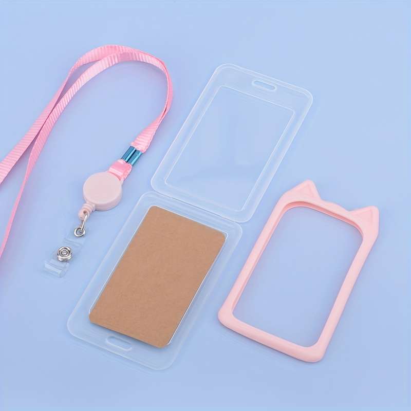 1pc 1 Cat Ear Card Holder Fashion Multi-purpose Student ID Adult Employee Bus Card Work Certificat