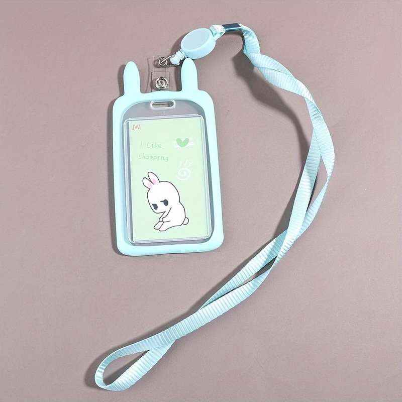 1pc 1pc Rabbit Ear-shaped Card Holder Versatile And Fashionable Can Be Used For Student ID Adul