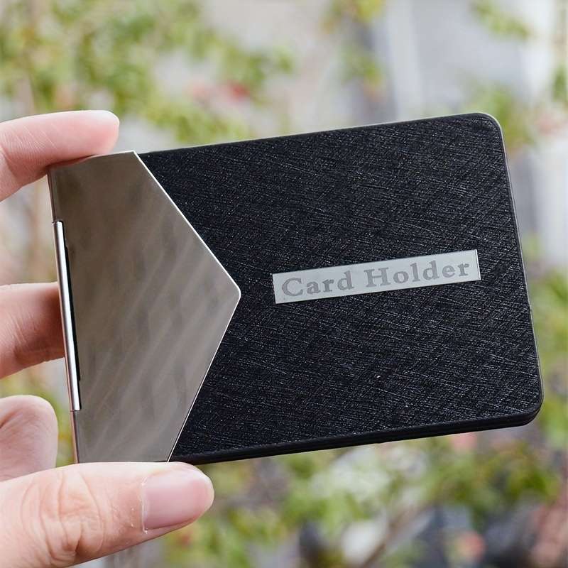 1pc Metal PU Leather Credit Card Holder Ultra-thin Driver's License Case ID Credit Card Holde
