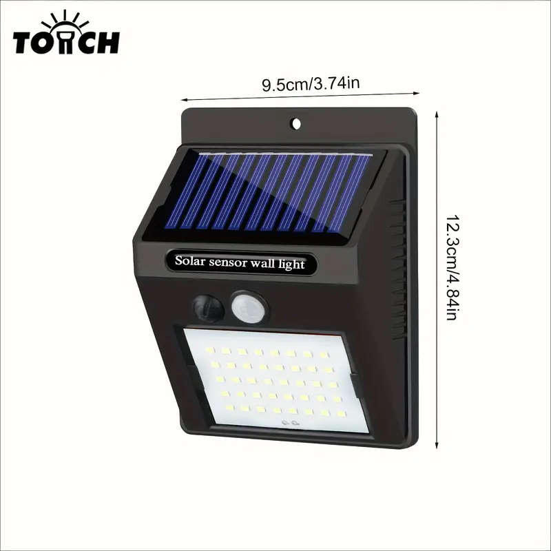 40 LED Solar-Powered Wall Light - Easy Install, Wireless Security Lighting with Motion Sensor, 3 Mod