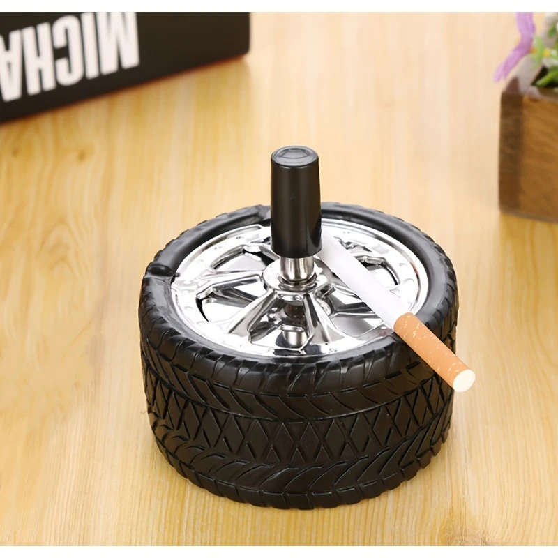 1pc Outdoor Cigarette Ashtray With Swivel Lid Tire Style Ashtray Windproof Swivel Smokeless Ashtray