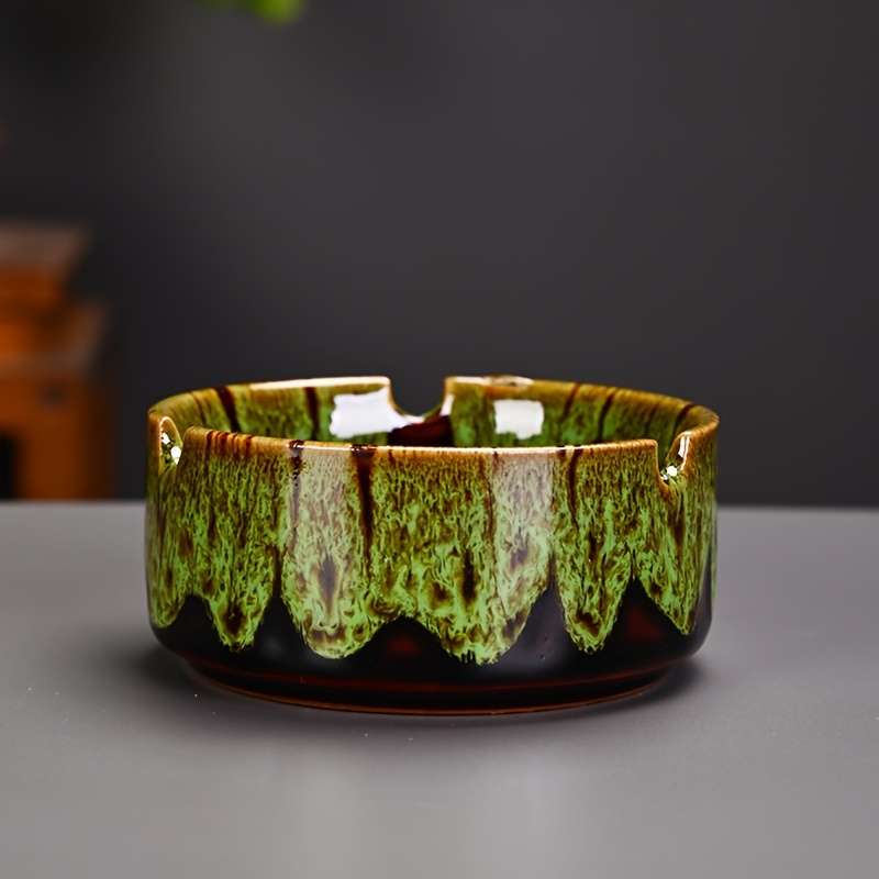 1pc Elegant Ceramic Ashtray with Marbled Design C Stylish Round Ash Holder for Cigarettes Perf