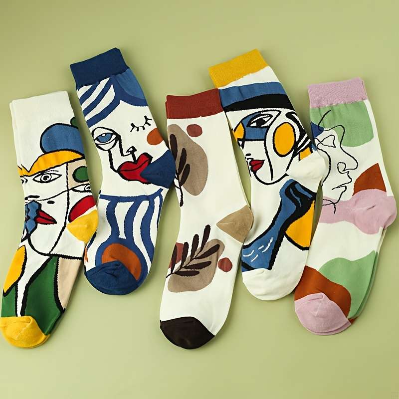5 Pairs Of Mixed Colors One Size High Elastic Socks