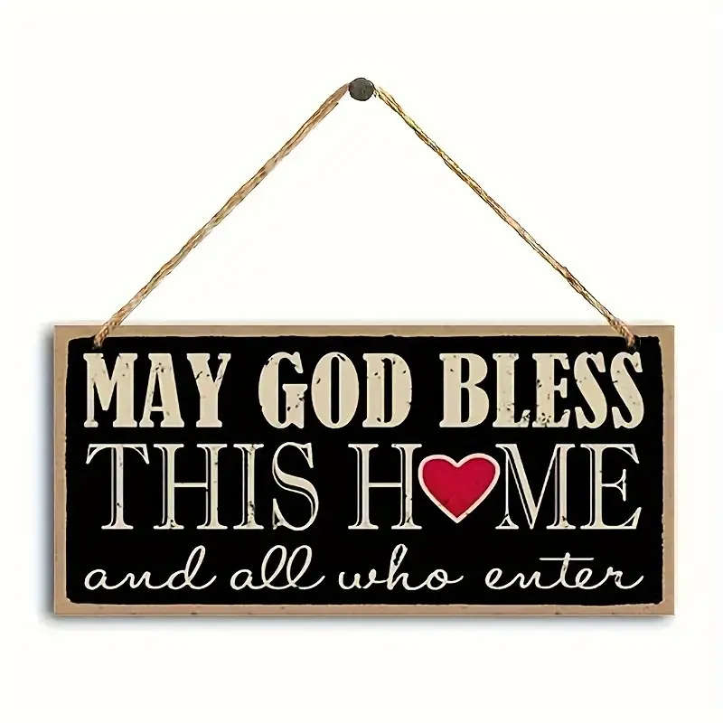 1pc May God Bless This Home And All Who Enter Original Wooden Sign Amen Welcome Sign Wall Art Decora